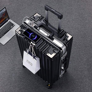 24 inch luxury <b>luggage</b> with <b>aluminum</b> frame, USB charging port, TSA lock cup holder, <b>luggage</b> compartment - Product Image 5