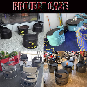 ชุดโต๊ะเก้าอี้เหล็กสไตล์อินดัสเทรียลวินเทจ ทำจากถังน้ำมัน  รักษ์โลก ทนทาน เหมาะสำหรับร้านอาหาร โรงแรม คาเฟ่ ใช้ได้ทั้งในร่มและกลางแจ้ง - Product Image 4