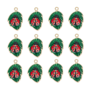 Ciondoli a Forma di Coccinella in Lega con Smalto Rosso, <span class=keywords><strong>Portafortuna</strong></span>, per Creazione di Gioielli - Product Image 2