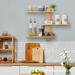 Wall Mounted Wooden <b>Shelf</b> 3 Tier Solid Wood Display <b>Rack</b> For Living Room Entryway - Product Image 2