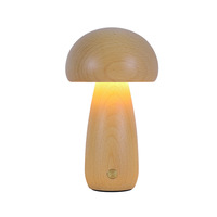 Lampe de Chevet LED Moderne en Bois en Forme de Champignon, Rechargeable USB/Type-C, Contrôle Tactile, Intensité Variable, Lumière Blanc Chaud pour Chambre à Coucher - Vente en Gros