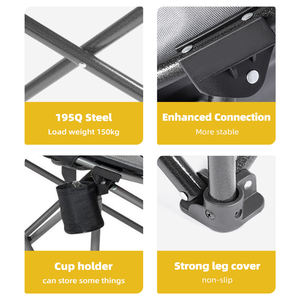 HOMFUL 야외용 초경량 와이드 접이식 의자 (330LB 하중 지지, 오버사이즈 클럽 캠핑 의자) - Product Image 5