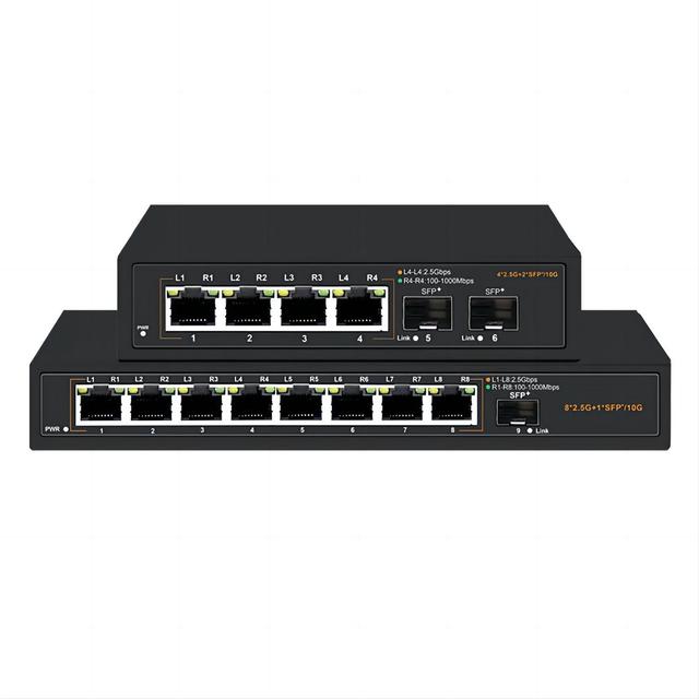 Fiber Optic Ethernet Switch 8-port 2.5G Fiber Optic Converter +10Gbps SFP POE Switch Fiber Optic Transceiver