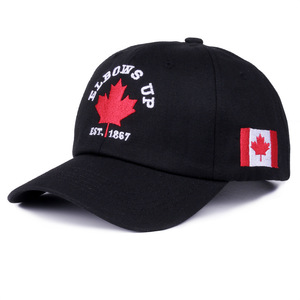 Elbows up Hat True North Strong and Free Maple Leaf Canada Flag Cotton Curved Brim Sport Style Baseball Cap