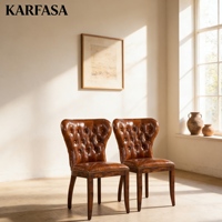 Chaises de salle à manger classiques américaines en bois, style vintage, avec coussins en cuir, personnalisables
