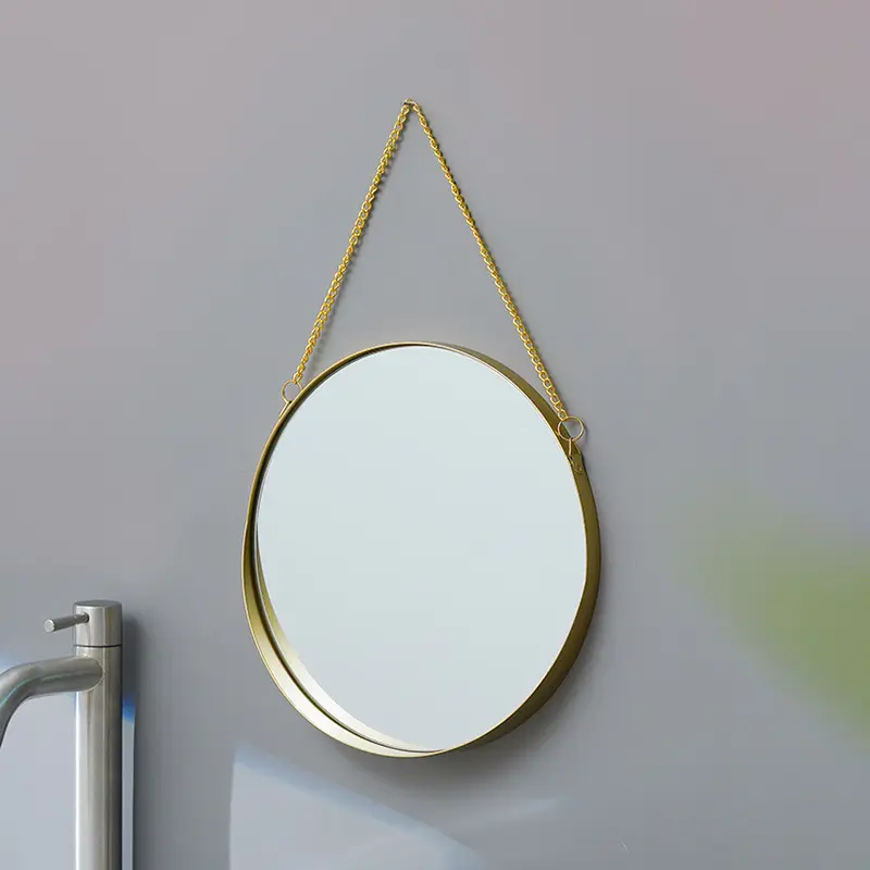 Toptan İskandinav banyo Vanity altın ferforje sanat miroir yuvarlak duvar asılı aynalar ev dekor