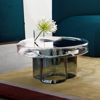 Meuble de style nordique, table basse ronde de luxe, table basse moderne en verre, petite table d'appoint