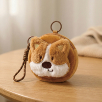 Porte-monnaie en peluche Kawaii, motif renard, corgi, tomate, toast, lune, pomme de terre, mini sac de rangement porte-clés, logo personnalisé pour filles et enfants