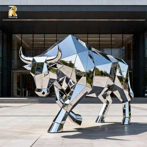 Современное декоративное здание RELONG в натуральную величину, Геометрическая статуя быка из нержавеющей стали для продажи - Product Image 3