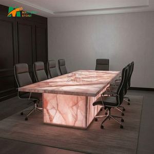 Mesa de Comedor de Piedra Natural de Travertino, Estilo Italiano Moderno, Personalizada para Conferencias, de MT STONE - Product Image 1
