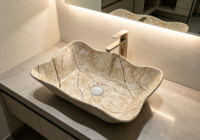 Vasque en céramique à motif marbre moderne, facile à nettoyer, idéale pour les projets de salles de bain d'hôtels de luxe