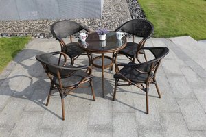 Bộ Bàn Cà Phê Ngoài Trời Bán Chạy <span class=keywords><strong>4</strong></span> Chỗ Ngồi Đồ Nội Thất Balcovn Bằng Mây Thiết Kế Nhỏ Gọn - Product Image 3