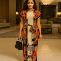 Miyake gaun kerah Crew tanpa lengan anti-statis Vintage untuk wanita baru 2025 rok A-Line berlipat cetak High-End artistik baru