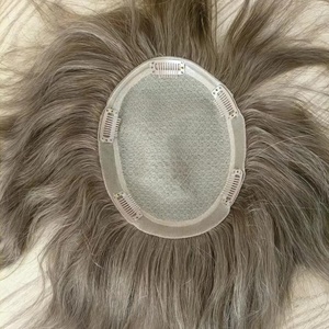 Topper per capelli in seta con capelli vergini e capelli su misura in colore 6R taglia Base 6x7 pollici parrucchino per <span class=keywords><strong>uomo</strong></span> - Product Image 4