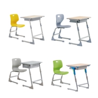 Ensemble table et chaise d'étudiant individuelle moderne en plastique réglable pour salle de classe, couleur personnalisée pour la maison, le bureau, l'atelier, l'école