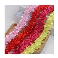 Bordure en dentelle élastique à volants en satin mélangé de polyester de 4 cm (1,6 pouce) pour textiles de maison, rideaux et couture DIY