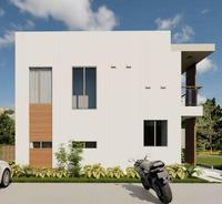 Villa préfabriquée à deux étages de 152 m2, design moderne, construction rapide, 3 chambres, 3 salles de bain, 3 cuisines, 3 salons