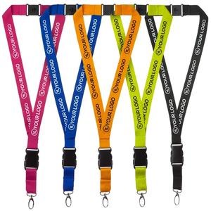 Lanière de cou réglable épaisse et durable en polyester avec porte-clés, porte-badge personnalisé imprimé avec logo - Product Image 2