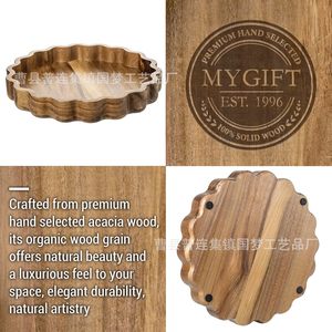 Bandeja ondulada de madera, plato para frutas, plato para postres, plato de madera maciza para la cena, plato para aperitivos y frutos secos, bandeja de madera - Product Image 3
