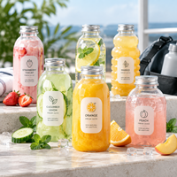 Bouteille de boisson vide en PET, conteneur pour jus, lait, thé, avec logo personnalisé, bouchon à vis, couvercle sport, bouteille en plastique