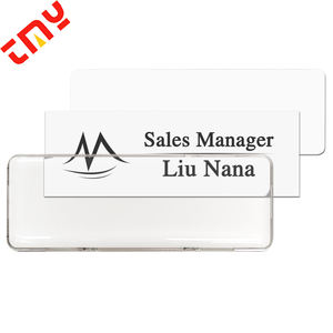 Uniforme profesional reutilizable personalizable <span class=keywords><strong>para</strong></span> Hotel, insignia de plástico PVC magnético en blanco con nombre de Metal con cubierta acrílica transparente - Product Image 3