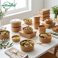 Gobelets et bols en papier kraft biodégradables, compostables, écologiques, réutilisables, de qualité alimentaire, 16 oz, pour salades, biscuits et soupes