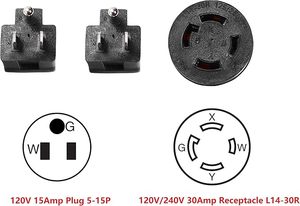 3 prong để 4 prong Máy phát điện chuyển Twist Khóa chuyển đổi Adapter Y Combiner STW 10 AWG NEMA 5-15p để L14-30R dây nguồn - Product Image 4