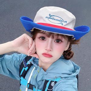 Sombrero de pescador con bloques de color de nuevo estilo para unisex, para verano, actividades al aire libre, de ala ancha, de secado rápido, con protección solar, para montañismo. - Product Image 5