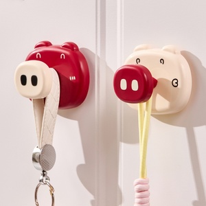Support OEM Pig Shaped Vacuum No-Drill Decorative Hanging <b>Hook</b> for Clothes Hats & Door New Cartoon Style Suction Cup <b>Hook</b> - Product Image 1