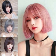 วิกผมสั้นบ๊อบคัทออฟแฟชั่นสำหรับผู้หญิงผมตรงแบบฟูลแบงและด้านข้างเรียบกระเป๋าสีบลอนด์ - Product Image 1