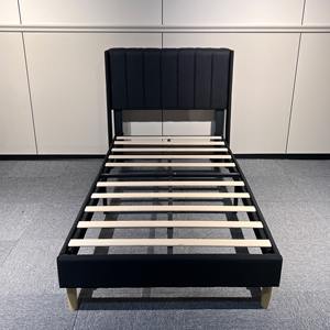 Cama de tela doble tamaño king con elevador de gas de estilo nórdico con almacenamiento Marco de cama de almacenamiento elevador de metal de lujo de terciopelo moderno California - Product Image 1