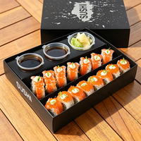 Emballage biodégradable, emballage jetable de luxe, boîte à sushi, boîtes alimentaires avec sauce