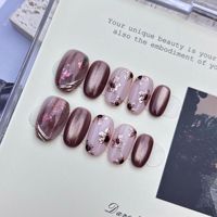 Nouveau produit lancé, Miroir Démon Vent Noir, Doré à la poudre, Noir-or Luxueux-élégant, Faux ongles press-on faits main