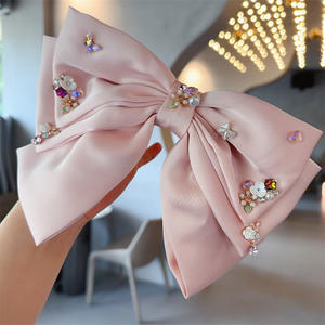 Buena calidad Primavera Verano Color Big Bow Holográfico Satén Tela Bow Shape Barrette Hair Clip - Product Image 6