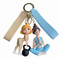 Porte-clés et breloque de sac pour femme, motif dessin animé Kawaii mignon, multicolore, figurine de fitness 3D en PVC souple, avec dragonne de poignet, pour sac à main de filles et salle de sport