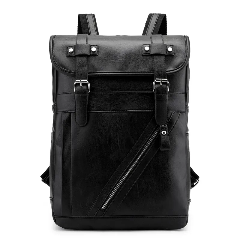 Горячая Распродажа Ретро Модный PU кожаный тканевый мужской рюкзак для ежедневного