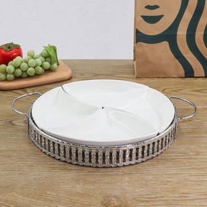 4 piezas de combinación de porcelana blanca al por <span class=keywords><strong>mayor</strong></span> loco juego de platos de cerámica plato conjunto - Product Image 2