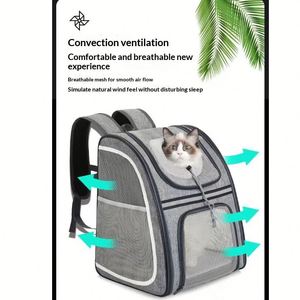 Foldable Oxford Pet Carrier <b>Backpack</b> Round Head Out Design Ventilated <b>Cat</b> Travel <b>Backpack</b> with Front Pocket - Product Image 2
