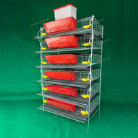 Cage à cailles galvanisée à 6 niveaux, capacité 350, avec système d'abreuvement et d'alimentation, cage en treillis métallique galvanisé