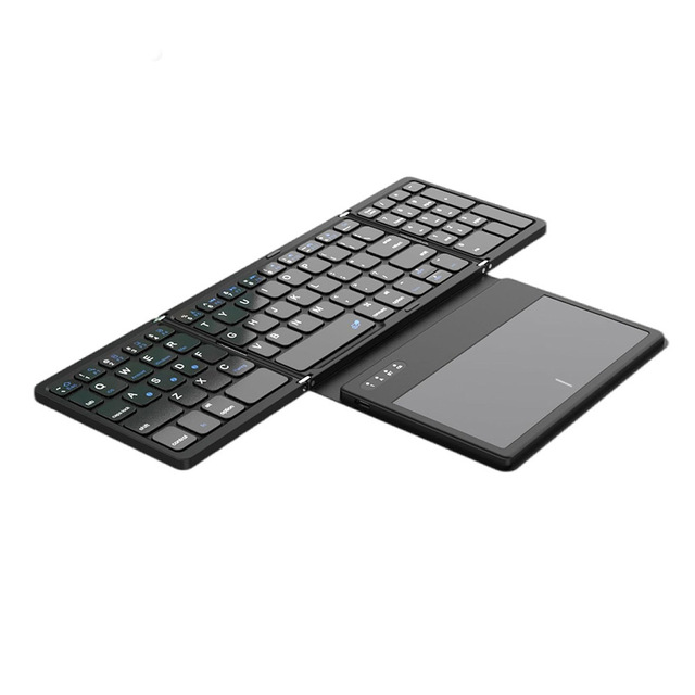 3 Fold Keyboard Small Foldable Mobile BT Keyboard with Touchpad