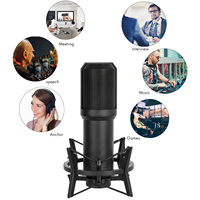 Microphone à condensateur USB filaire avec bras articulé réglable, directivité cardioïde, plage de fréquences 20Hz-20kHz, pour studio et réduction du bruit