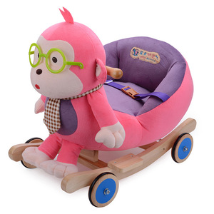 Peluş sallanan hayvan maymun Rocker sallanan sandalye binici çocuklar ahşap sallanan at dolması hayvan oyuncak araba - Product Image 2