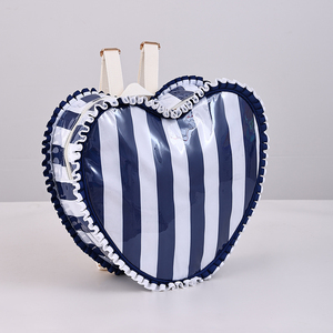 Mochila de PVC Impermeable con Cremallera, Diseño de Corazón, Gran Capacidad, Multifuncional, a Rayas y con Volantes, Personalizable, Venta al Por Mayor, Tendencia de Moda - Product Image 3