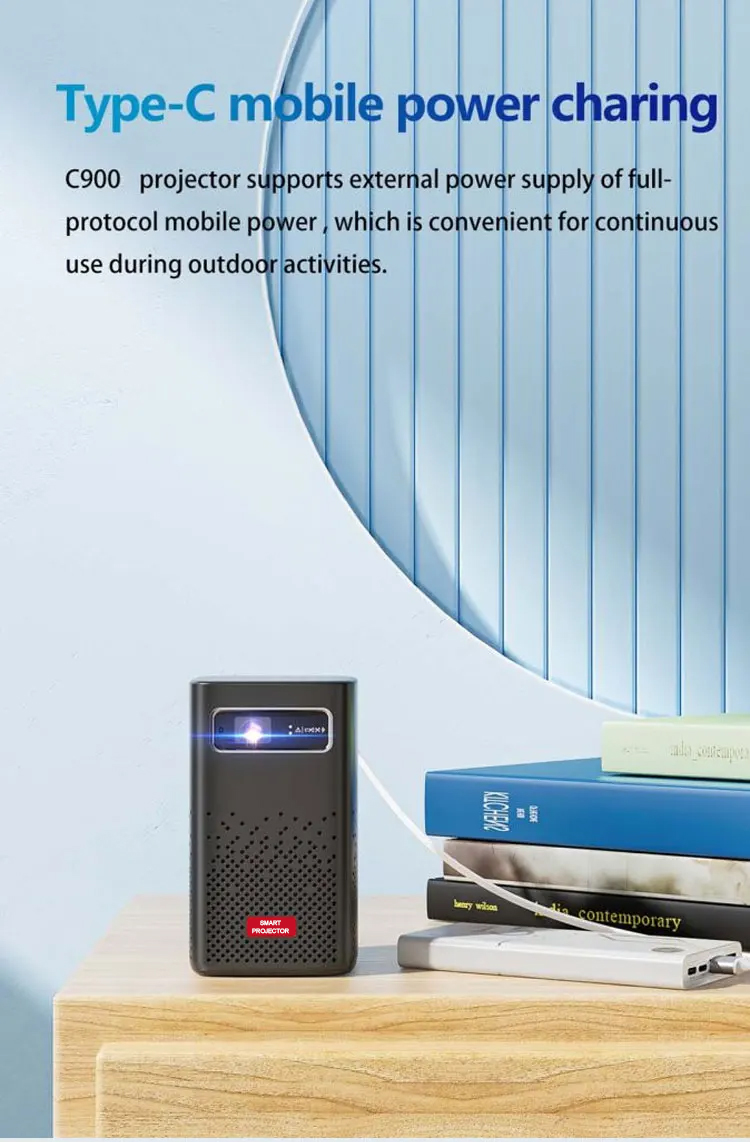 Toumei C900 Portable Mini Smart DLP Projector - 8000mah Battery
