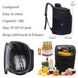Leakproof Insulated Polyester <b>Backpack</b> <b>Cooler</b> Bag Zipper Bottle Holders 20-30L Capacity Waterproof for Food Storage Outdoor Use - Product Image 5