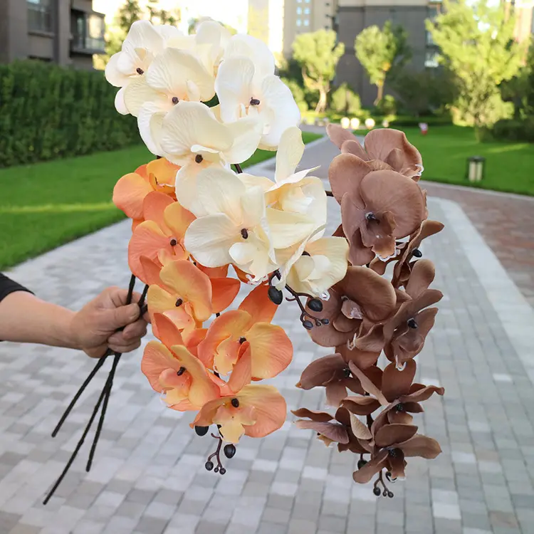 9 Heads Artificial Orchids Flower Silk Cloth Big Butterfly Orchid Simulation Wedding Home Decor Orchids Flowers