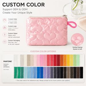 Custom Quilted Eco-Friendly Polyester Soft Handle <b>Cosmetic</b> Bag Flat Pouch Travel Makeup Organizer Zipper <b>Storage</b> Portable Small - Product Image 2