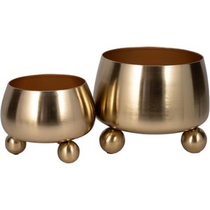Macetas Modernas de Metal Dorado con Patas Esféricas para Interiores, Diseño Circular, Estilo Minimalista - Product Image 6