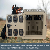KUER Cage de chenil de voyage portable pour chien Boîte de transport de voiture en plastique rotomoulée avec fermeture à bouton pour grands chiens et utilisation en intérieur