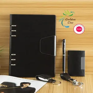 Oem Custom Logo Luxe Promotie Pu Lederen Corporate Cadeau Notebook Tijdschrift Set Box Met Pen Relatiegeschenksets